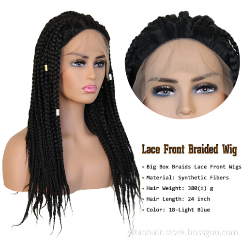 Factory Direct 180% Density Lace Front Braided Wig Synthetic Hair Wigs Box Braid Lace Wigs for women Black Hair
